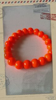 Glass Pearl Bracelet Neon Orange