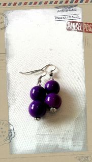Glass Pearl Earrings Purple