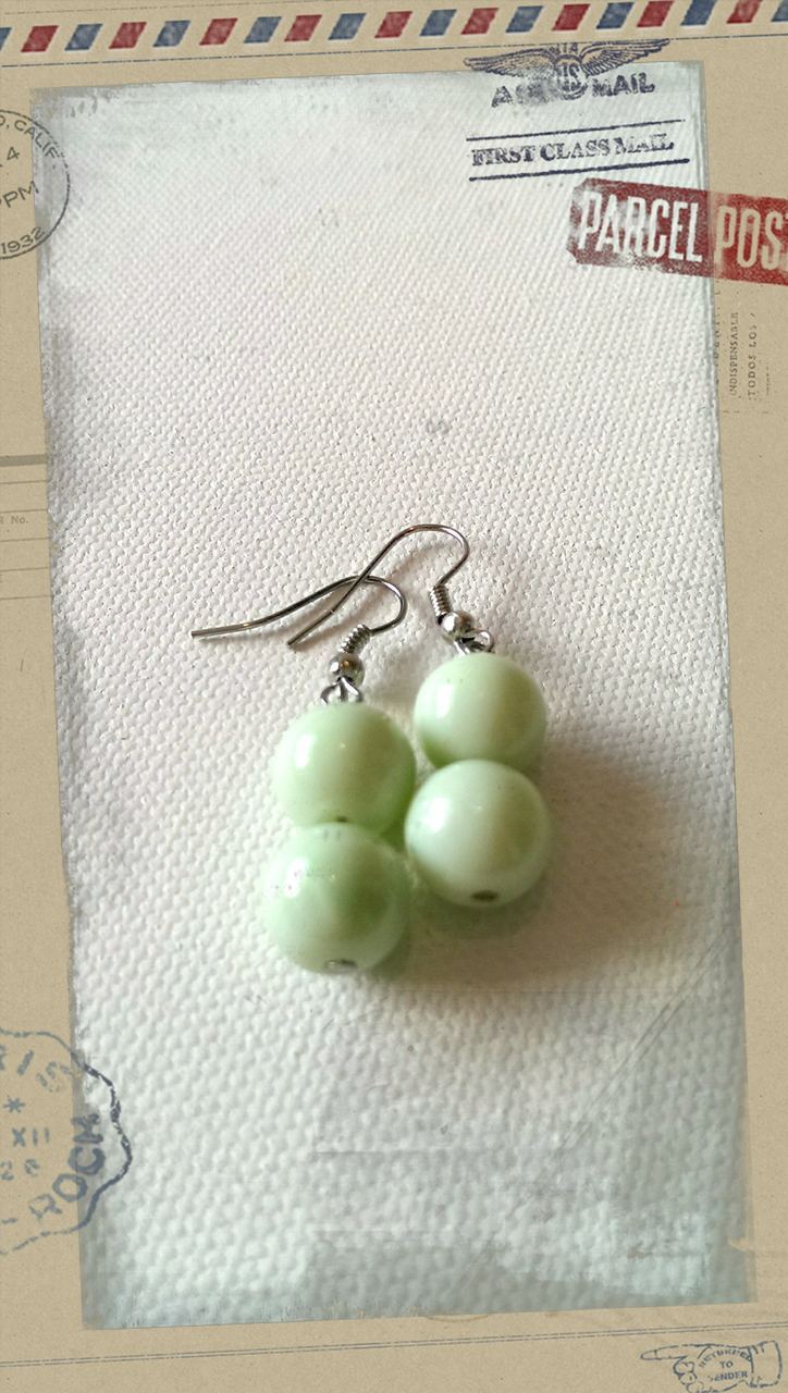 Glass Pearl Earrings Mint Green