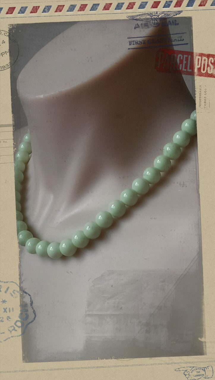 Glass Pearl Necklace Mint