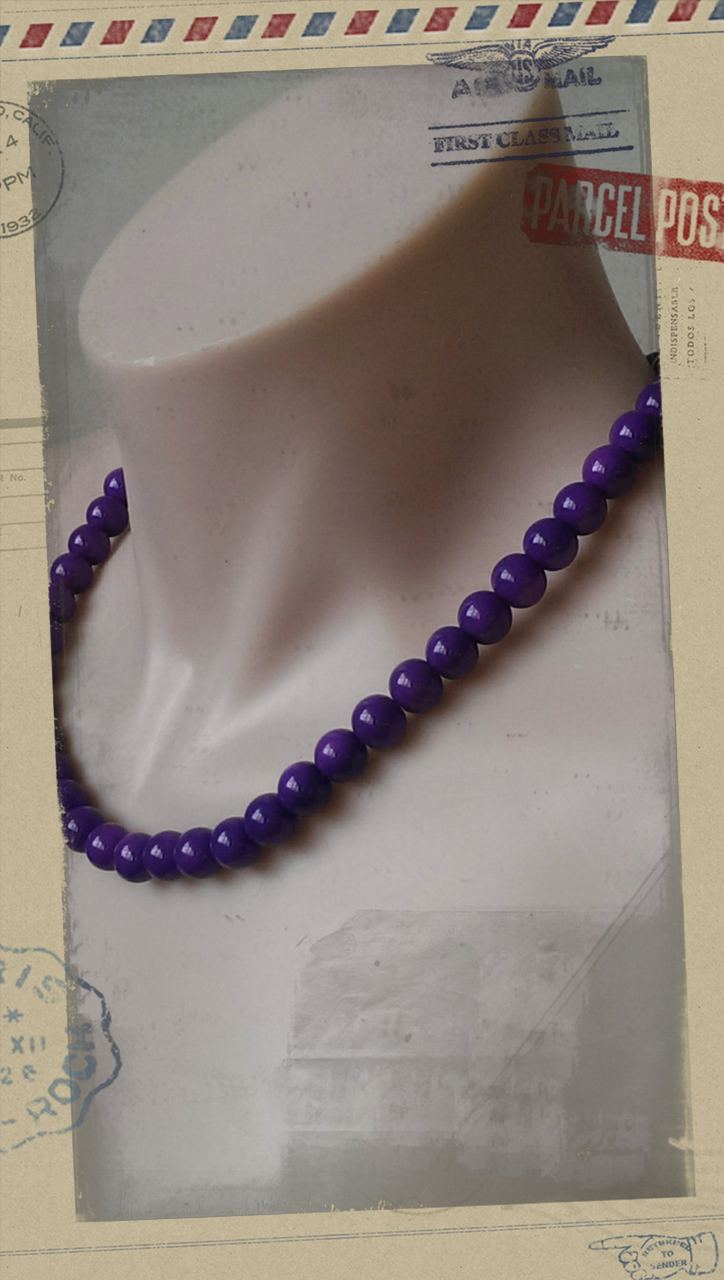 Glass Pearl Necklace Purple