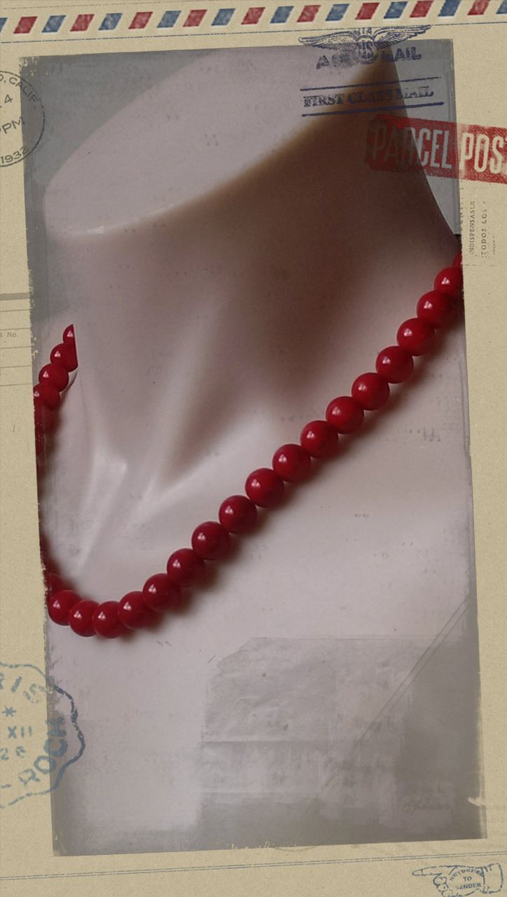 Glass Pearl Necklace Blood Red