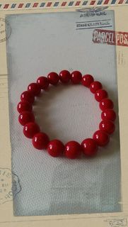 Glass Pearl Bracelet Blood Red
