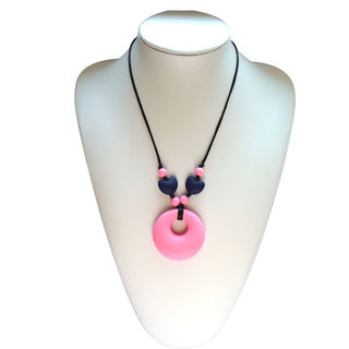 Mummy and Baby - Round Pendant Pink